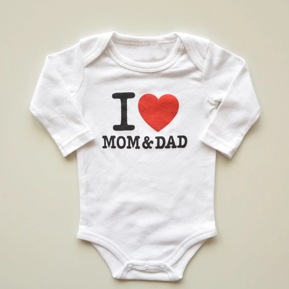 

Детский комбинезон с длинным рукавом, с надписью «I Love Mom & Dad»
