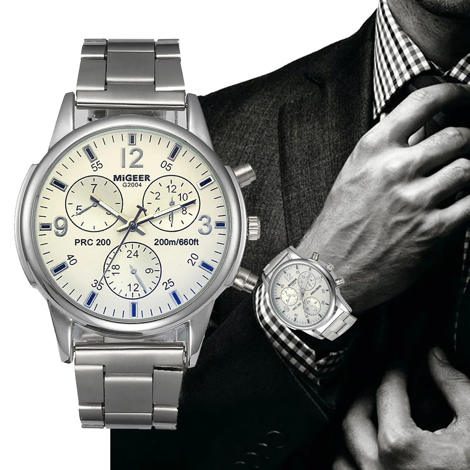 

Luxury Man Stainless Steel Analog Watch Silver Casual Sport Watch Business Classics Vintage Male Clock Relógio Masculino