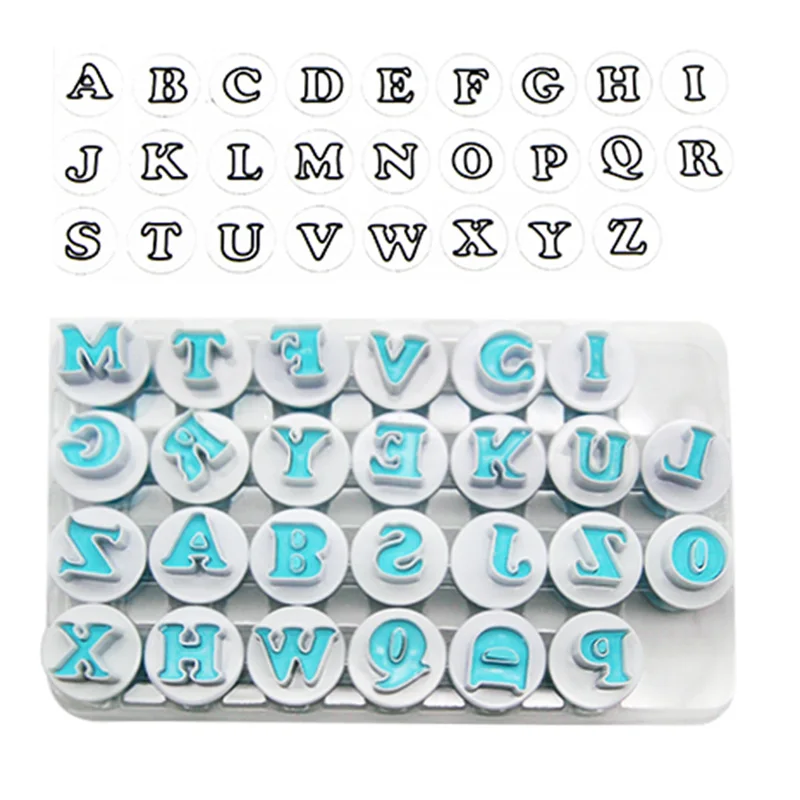26pcs Upper 26 шт. Верхние и прописные и строчные буквы алфавита и 10 шт. буквы формочки для печенья пластиковые буквы формочки для выпечки формы для украшения торта инструменты - Цвет: 26pcs Upper