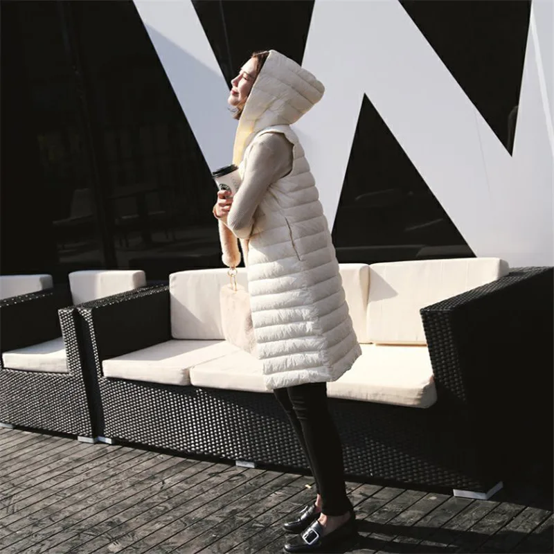 Женский жилет с капюшоном Sanishroly ультра светильник средней длины без рукавов на