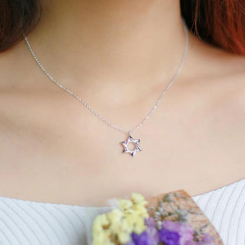 Минимализм серебро 925 пробы модные милые полые ожерелья с шестью звездами