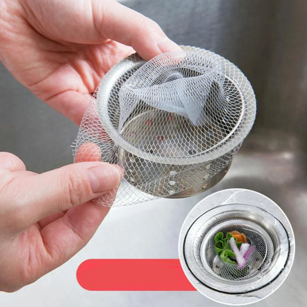 

100pcs Kitchen Sink Anti Clogging Garbage Bag Trash Vegetable Strainer Filter Mesh Disposable Drain Debris Filter Garbage Bag (W
