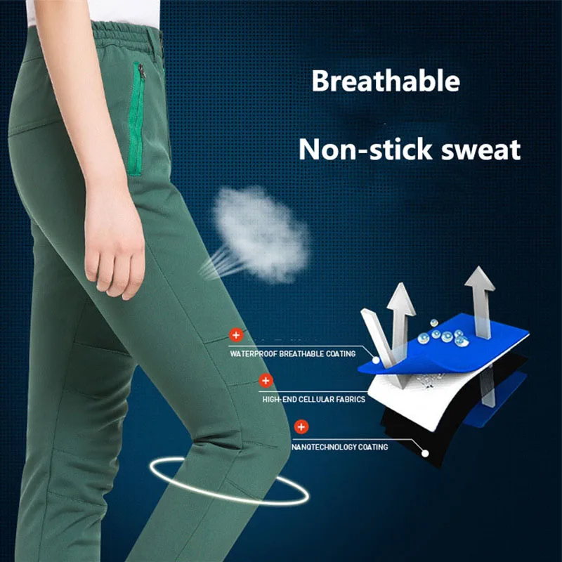 Мужские и женские уличные зимние Бархатные термобрюки водонепроницаемые