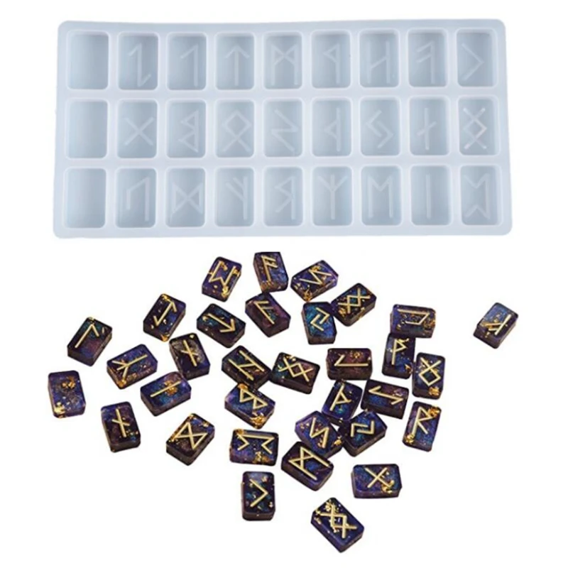 

Energy Symbol Runes Letter Word Model Mirror Casting Silicone Mould Crystal Epoxy Resin Mold DIY Pendant Making Tool
