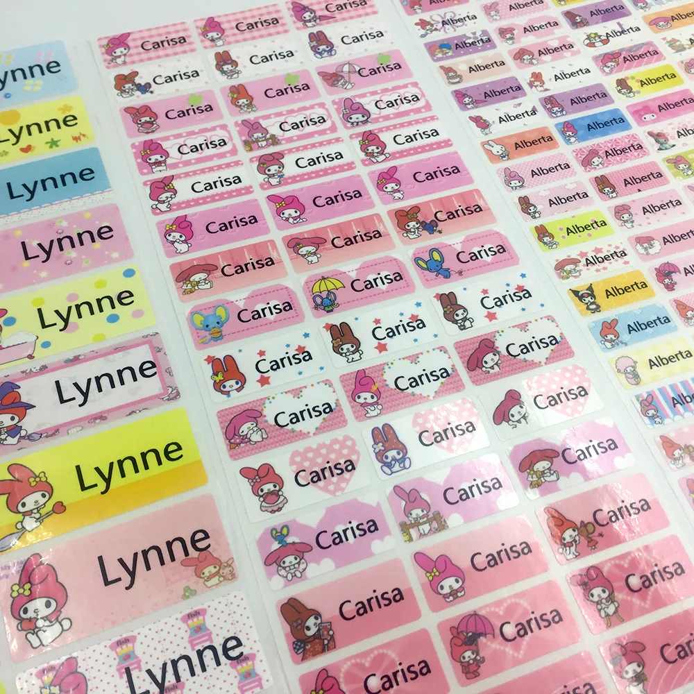 3 размера мультяшный Кролик для девочек наклейки с именем на заказ рисунок