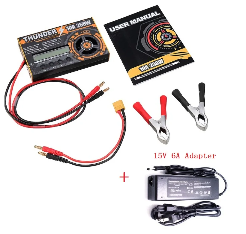 HOTA Thunder 250 Вт 10A DC балансирующее зарядное устройство Dis с адаптером питания 15 в 6 А