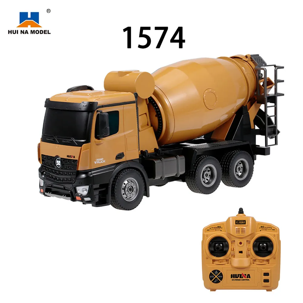 Huina 1574 1:14 RC Truck Alloy Remote Control Mixer Truck RC Concrete Engineering Car Light Construction Vehicle Toys For Kid enlarge