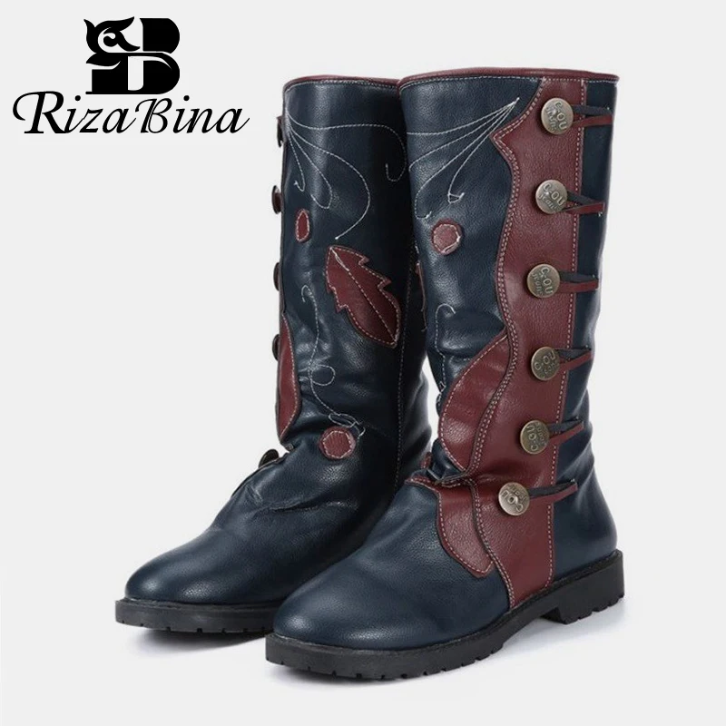 RIZABINA/Новое поступление женские высокие сапоги зимняя обувь в винтажном стиле