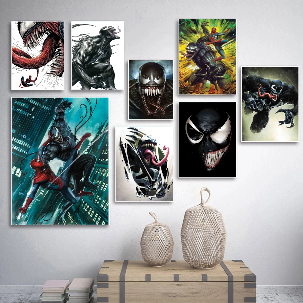 

Marvel Avengers Venom Anime Poster Comics Superhero Fighting Spiderman Canvas Painting Print Wall Picture Kids Room Home Decor