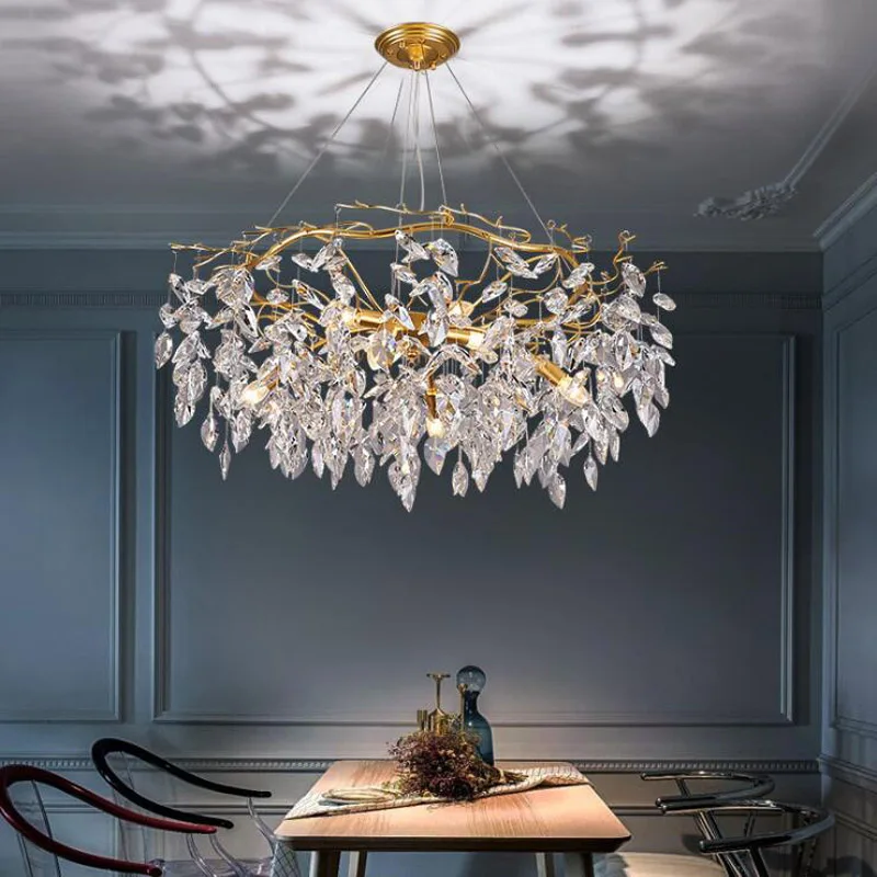 

Postmodern Luxury Gold Branch Crystal Chandelier for Living Room Loft LED Hanging Lamp Hotel Hall Bedroom Restaurant Chandeliers