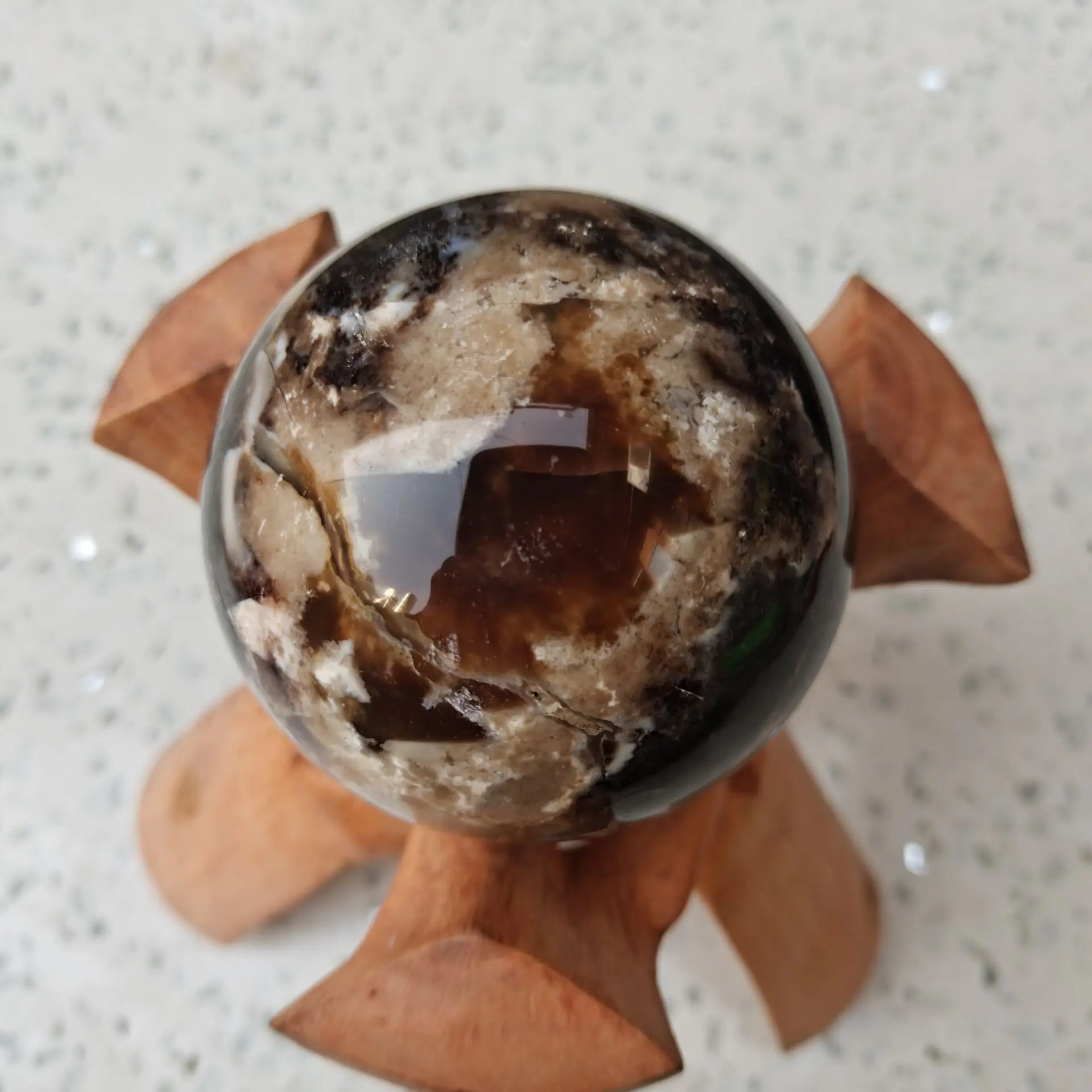 

Натуральный черный опал шар кристалл кварцевая Сфера энергия исцеляющий камень