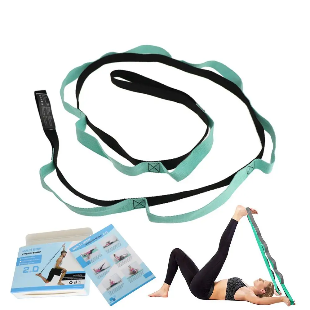 

Dance 200cm Long Multi-Loop Strap Fitness Stretching Strap Polyester Cotton Nonelastic 3 Colors Pilates Yoga Straps with Loops