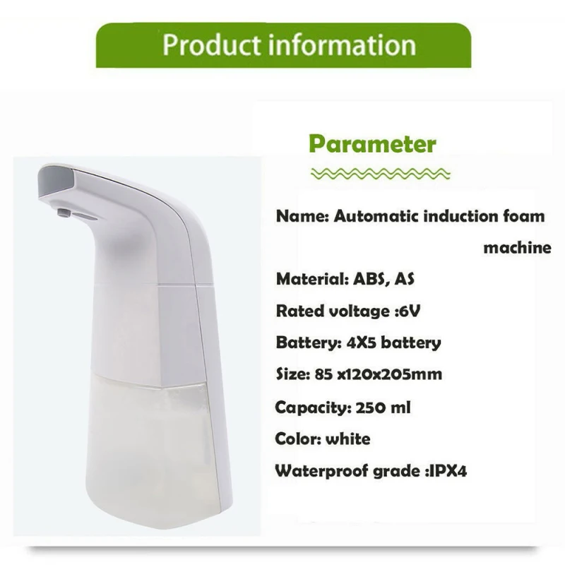 

Intelligent 250mL Automatic Liquid Soap Dispenser Infrared Sensor Soap Shampoo Dispenser Machine Bathroom Accessories