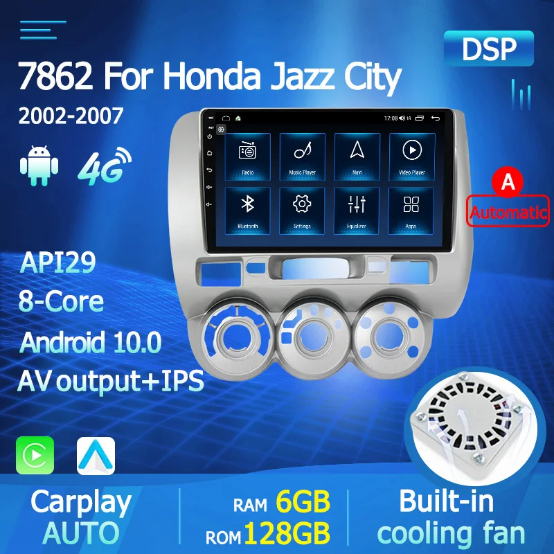 2 Din IPS Android 10 автомобильное радио для HONDA JAZZ City 2002 2003 2004 2007 автомобильный