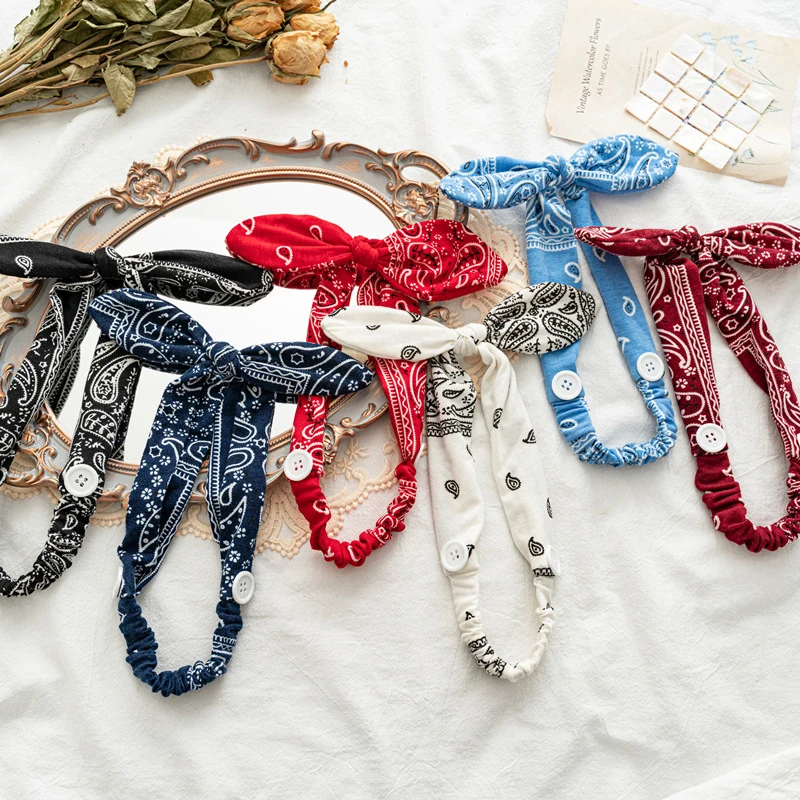 Винтажная Женская повязка на голову с кроличьими ушами перекрестным узлом и