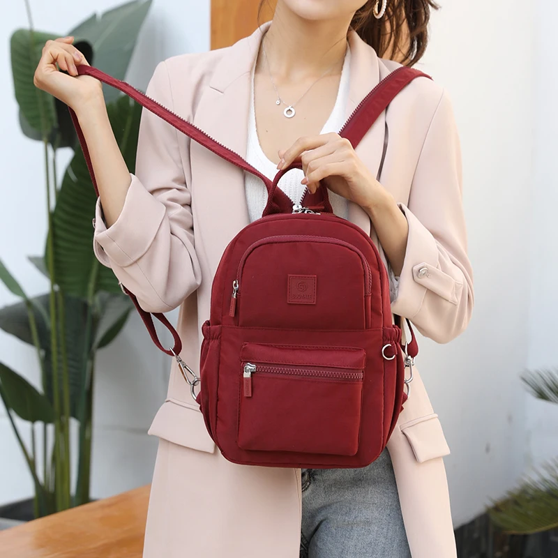 

Casual Polyester Fabric Women Backpack Preppy Style Girl Solid Color Soft School Bag Nylon Waterproof Fabric Ladies Travel Bags