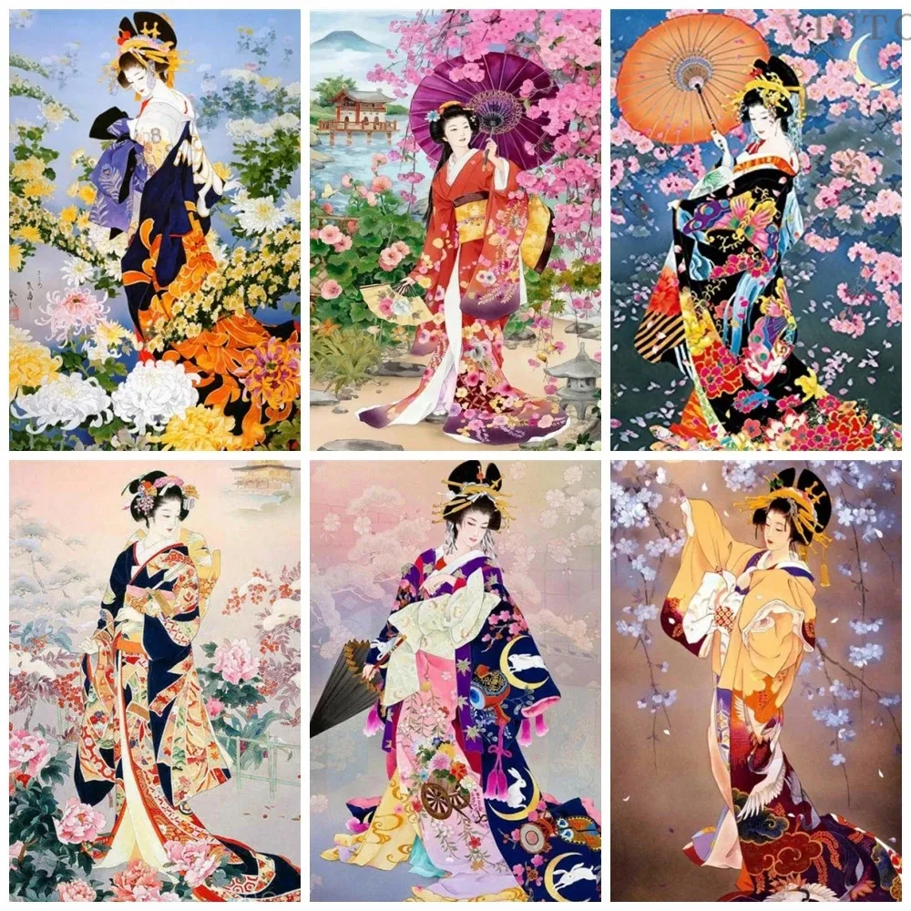 

Diamond Art Painting Kits Japanese Woman Kimono 5D Diy Diamond Embroidery Rhinestones Full Mosaic Traditional Decor for Home