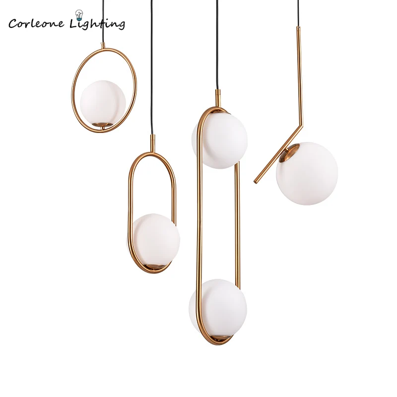 

Modern Glass Ball Pendant Lights Nordic Industrial Hanglamp Bedroom Lamp Living Room Dining Room Pendant Lamp Home Decor Lustre