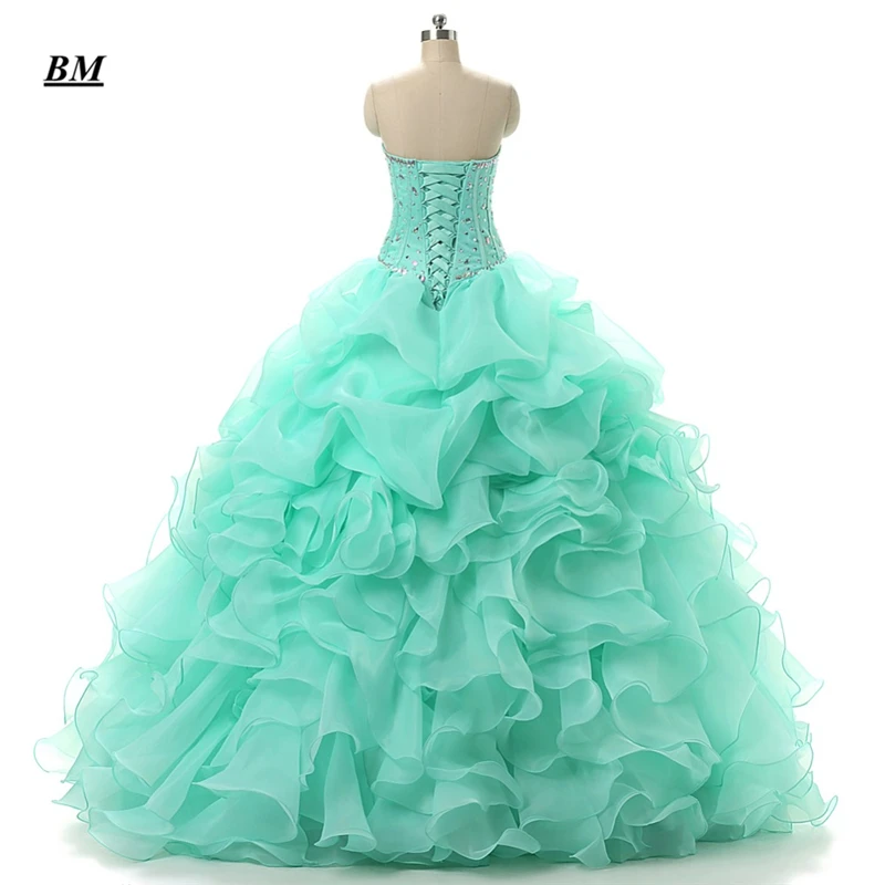 В наличии мятно зеленые платья для Quinceanera бальное платье с бисером милые 16