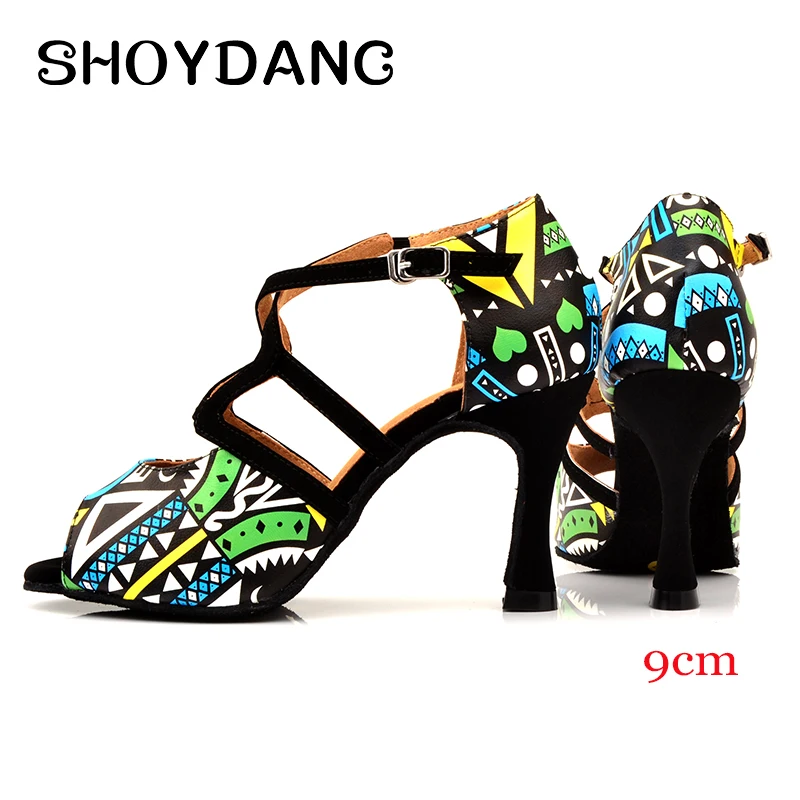Женские танцевальные туфли из искусственной кожи в африканском стиле 9 см обувь