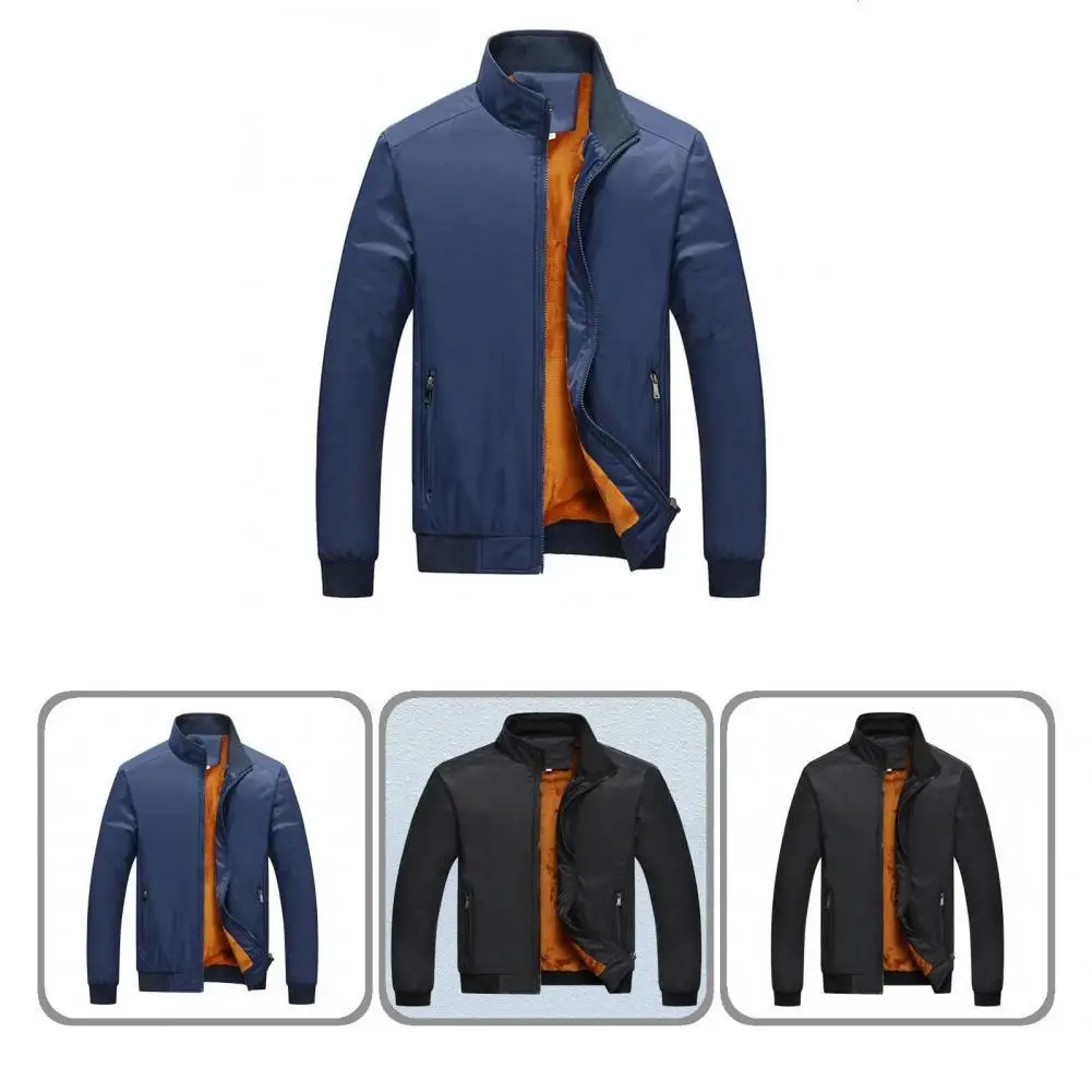 

Trendy Winter Jacket All Match Winter Coat Wear-resistant Stand Collar Breathable Men Coat