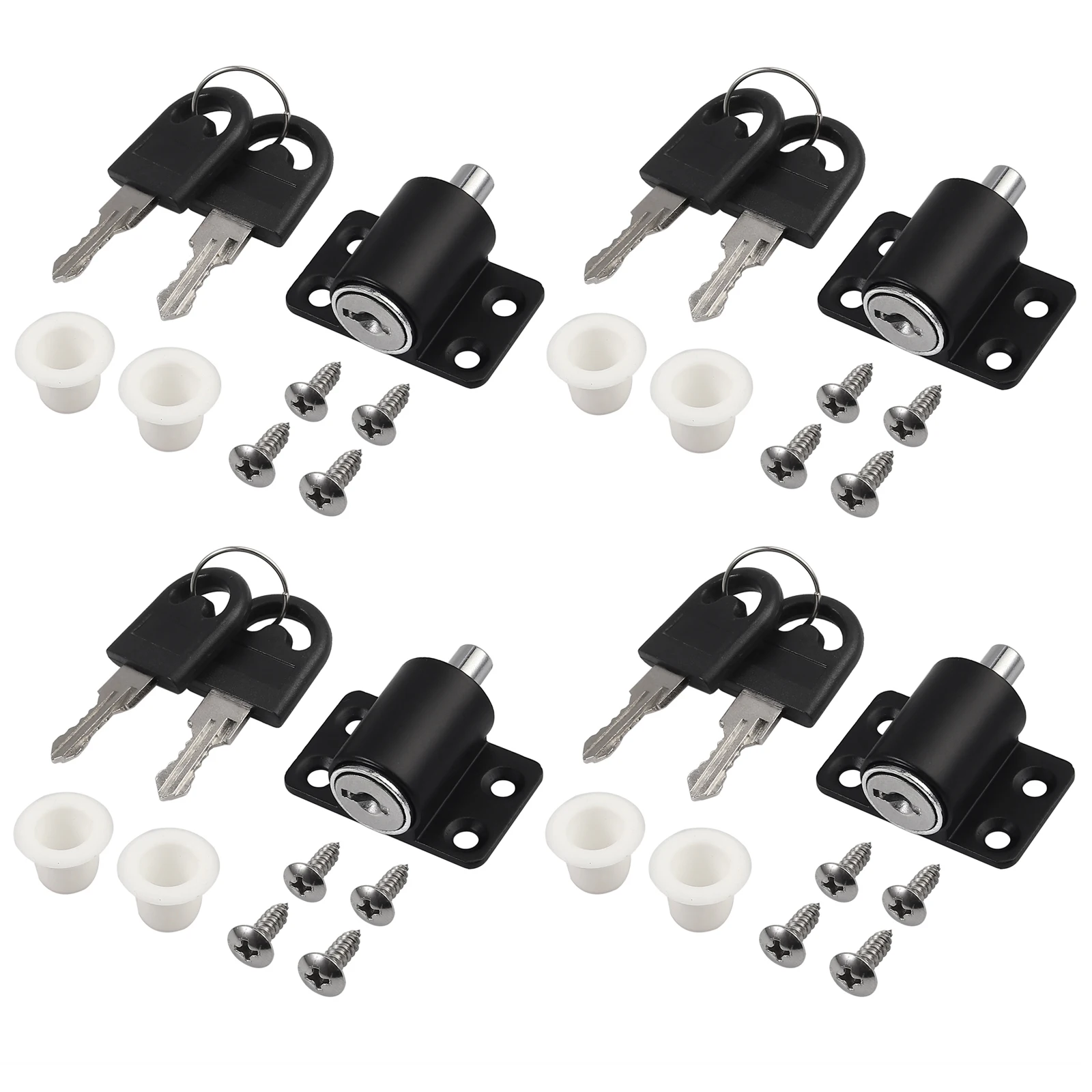

TANiCE 4 Sets Patio Sliding Door Locks Catches Kit Black Window Security Locks with Keys Security Lock for Child Home Safety