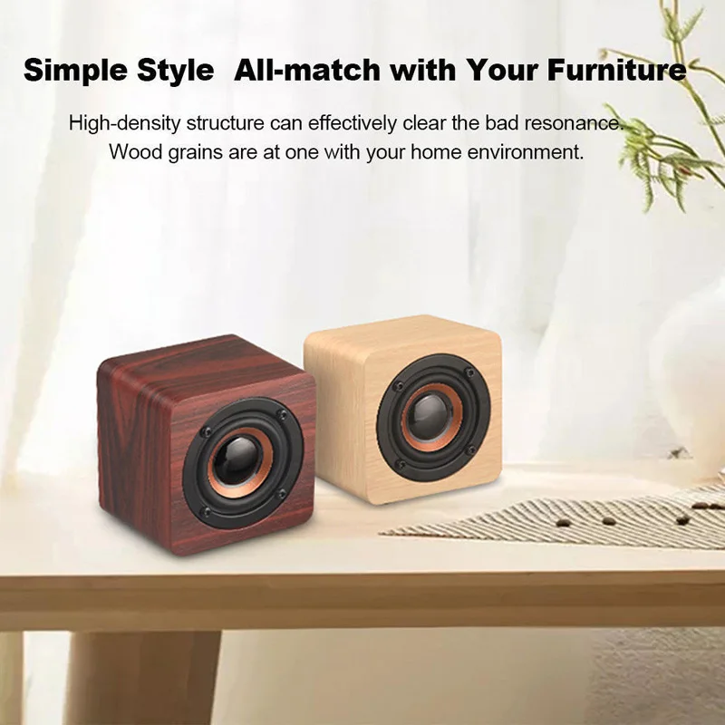 

Wooden Mini Wireless Bluetooth Speaker HIFI Stereo Bass Small Stereo Home Theater Subwoofer Speaker