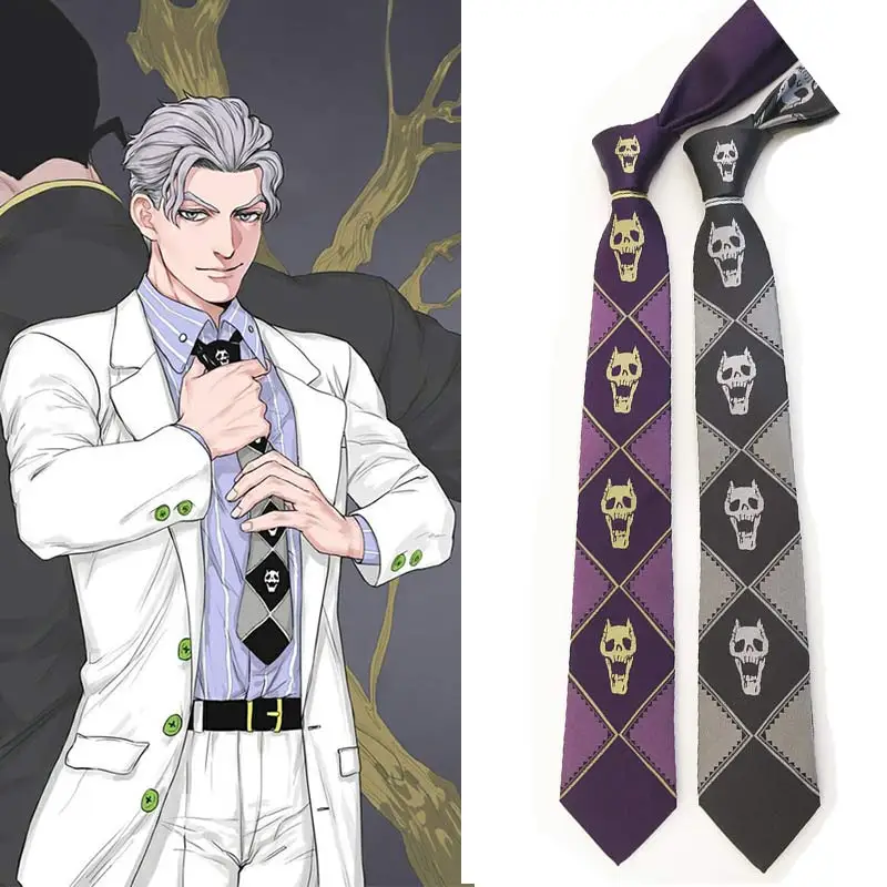 

JoJo Bizarre Adventure Cosplay Tie KILLER QUEEN Kira Yoshikage Skull Neck Tie Cosplay Costumes