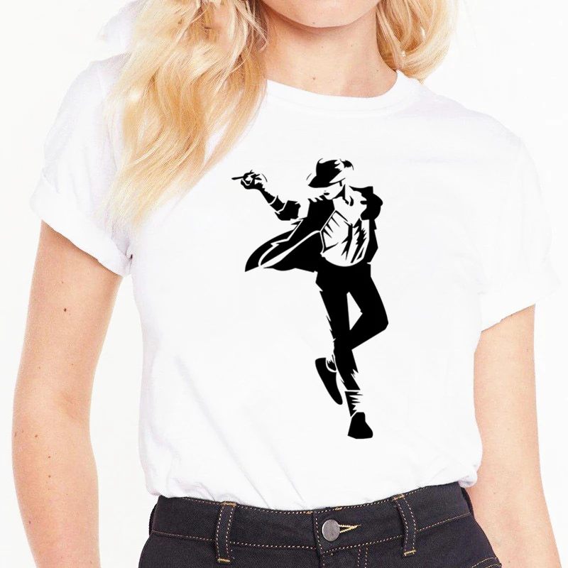 

MJ Commemorate Michael Jackson T Shirt Women Tees Funny Summer Top Female harajuku women shirts The fashion leisure t shirt 90s