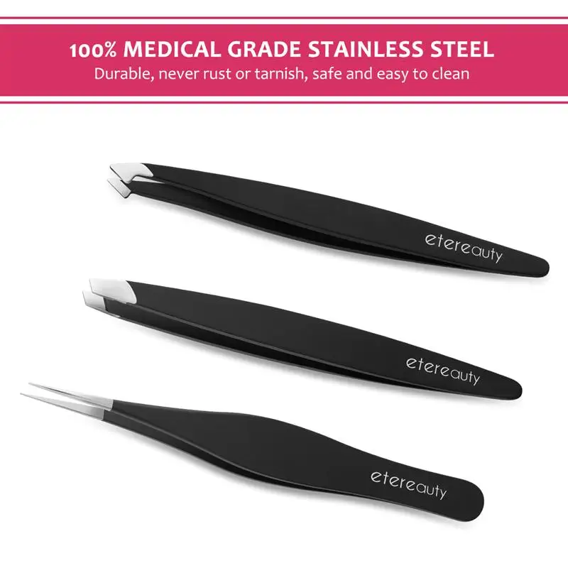 3 шт./компл. Профессиональный пинцет для бровей из нержавеющей стали точечный
