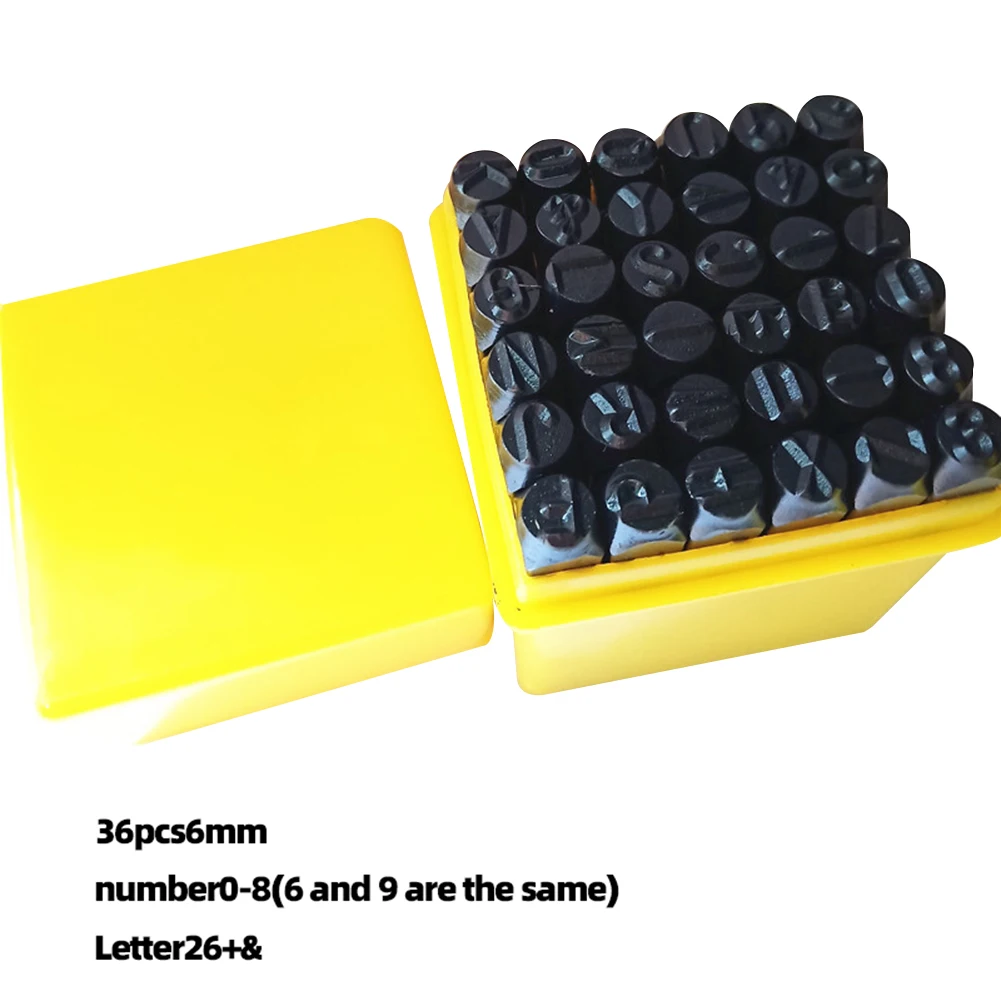 

36PCS 6mm Alphabet Metal Stamp Set Number Letter Punch Set Steel Metal Stamping Kit Impact Punch Alphabet Tools with Storage Box