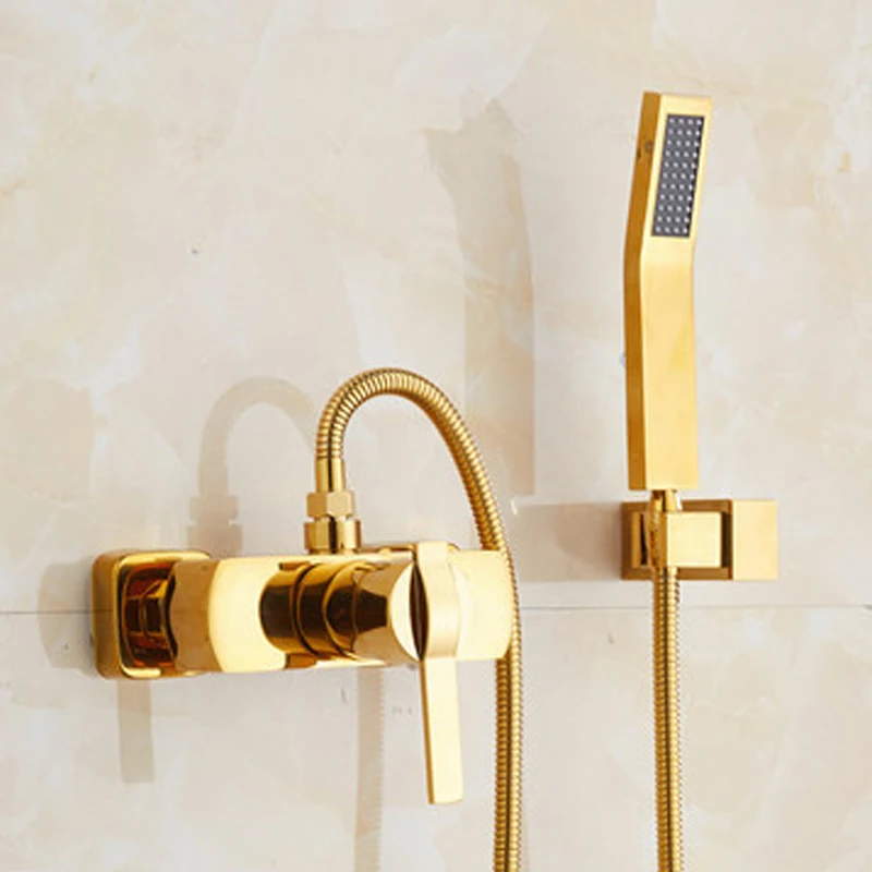 Ласо смесители для ванны золотой набор душа холодной и горячей воды краны