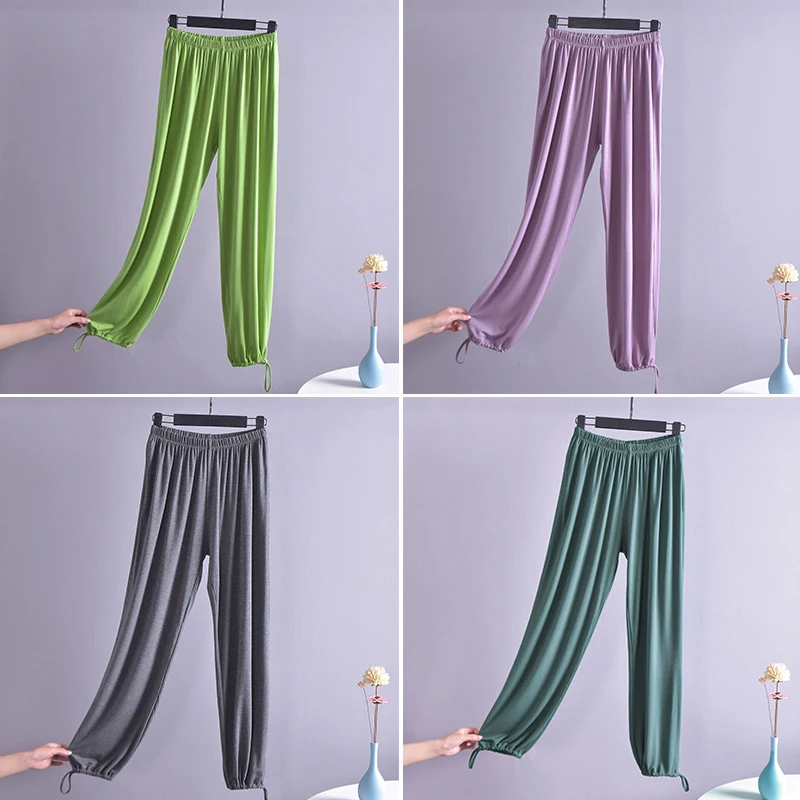 Брюки Женские однотонные с широкими штанинами свободные штаны до щиколотки