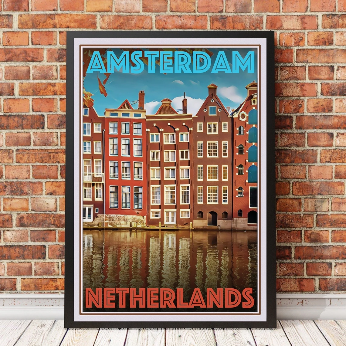 

Retro Vintage Style Travel Poster - Amsterdam Netherlands Canvas Print Home Decoration Painting (No Frame)