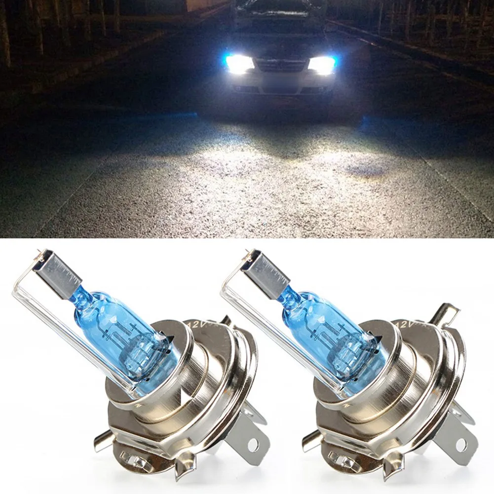 

2pcs H4 Headlight Bulb Super Bright 55W 12V Dual Low-Beam Bulbs Xenon White Car Light Bulbs Fog Lights Driving Lamp