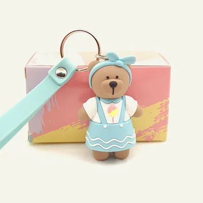 21 Новые рисунки из мультфильма ПВХ медведь брелок ледяные Медведи Милый Забавный Рождественский медведь кулон брелок пара Llaveros Porte Clefs ювелирные изделия подарок - Цвет: 21