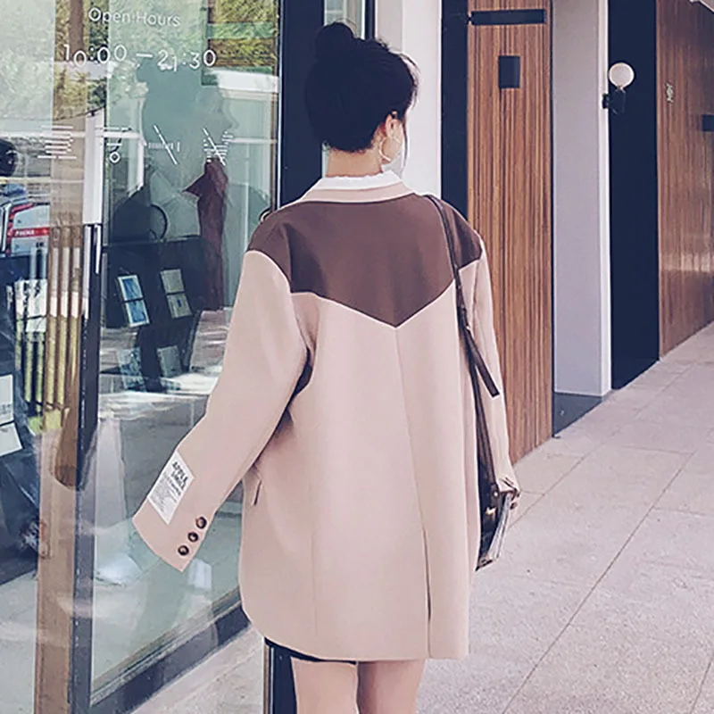 

SHENGPALAE Temperament Blazer Women's Autumn 2021 New Notched Loose Single Breasted Split Long Sleeve Suit Jacket Female 5E3099
