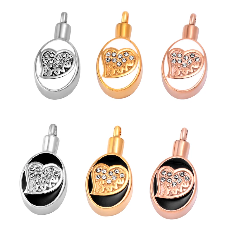 

IJD9652 кольца из нержавейки с украшением в виде кристаллов овальный кремации памятный кулон для пепла урна ожерелье памятного подарка ювелир...