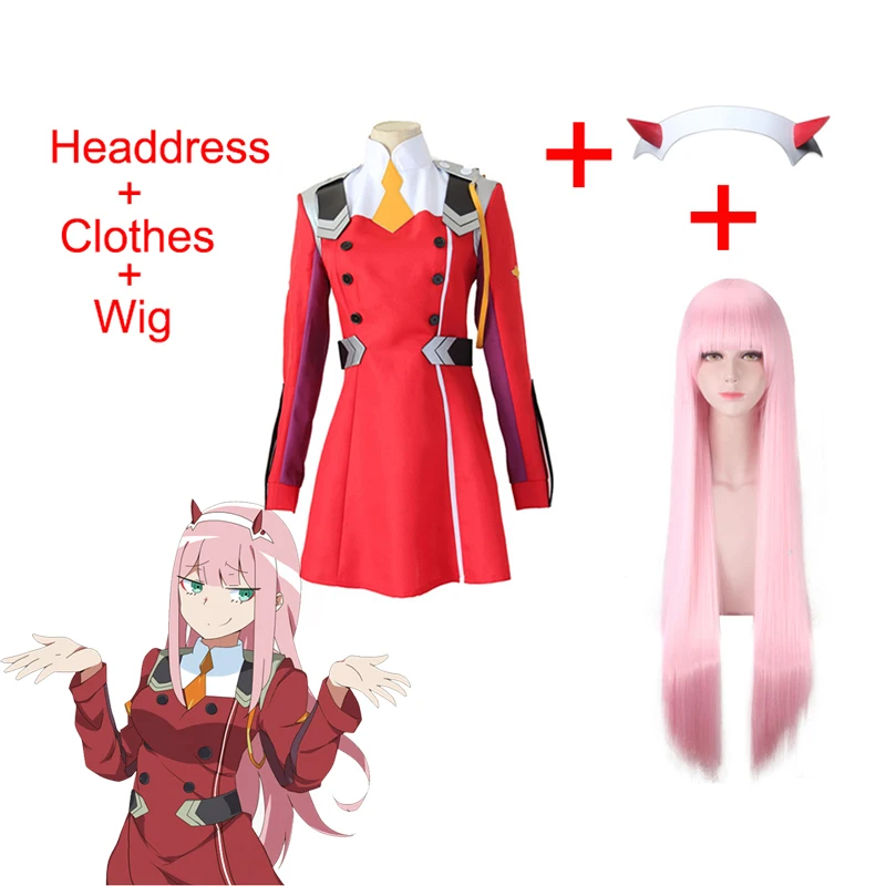 Аниме DARLING в FRANXX Код: 002 Косплэй костюм Fate Zero два платье повязка на голову парик Для
