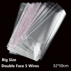 100 шт 32*50 см прозрачная сумка для одежды Самоклеющиеся пластиковые пакеты для свадебной вечеринки полипропиленовый Подарочный пакет клейкие пакеты для футболки и одежды