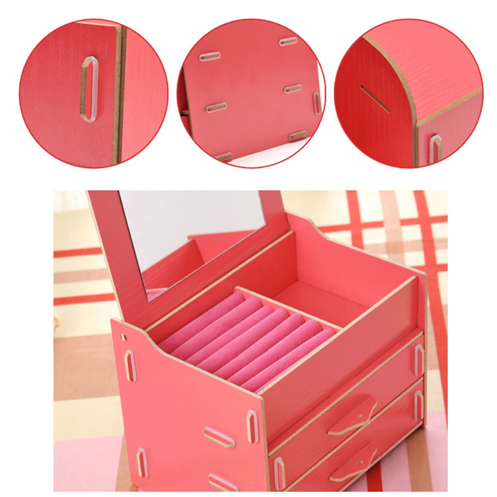 Настольный ящик для хранения косметики домашний зеркальный комод контейнер кейс