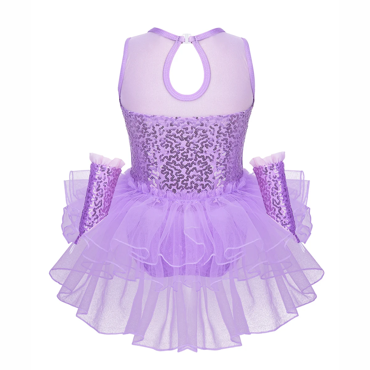 Детское балетное платье из тюля с блестками для девочек фигурного катания на