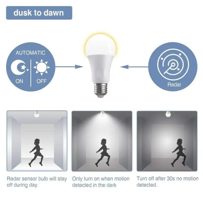 

E27 Smart Control Lamp Led White Light 5 7 9 12W Led Lamp Smart Sensor Bulb Led Lampada White Decor Home
