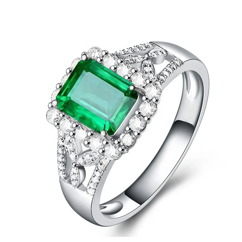 

2021 New Fashion Free Shipping High Quality wholesale women square green emerald ring fancy jewelry+ bag