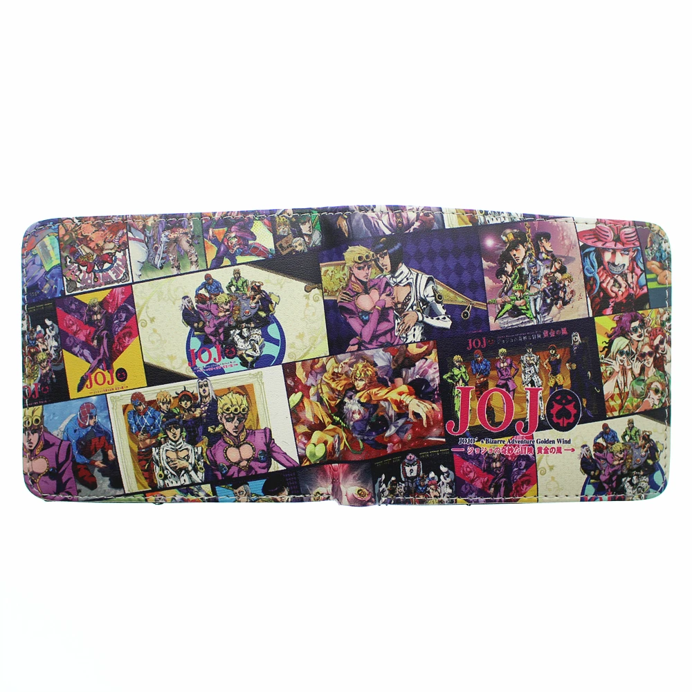 Аниме JoJo's Необычные Приключения PU короткий кошелек Двойные фото держатель для карт слоев мальчиков монета карман кожаный мультфильм печати кошелек