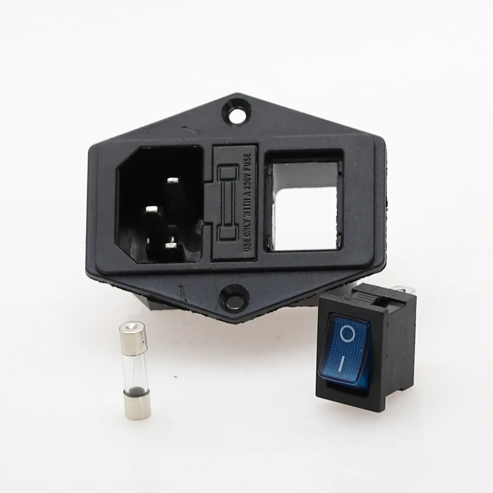 Розетка питания с двумя штекерами 10 А 250 В 3 контакта переключатель IEC320 C14 +