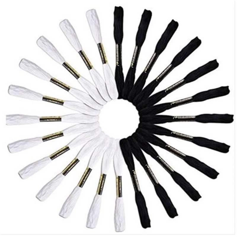 Цвет: белый черный нитки мулине для вышивания декоративным стежком шитье моток