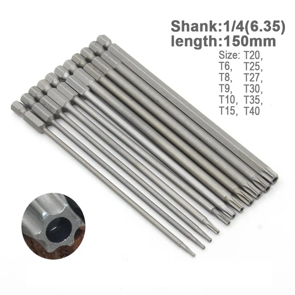 

Set Screwdriver Bit T6-T40 Tool Tools 11 Piece Torx 11pcs 150mm 6.35mm