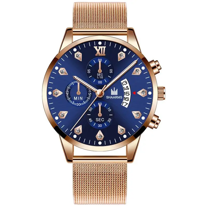 2019 мужские часы с бриллиантами деловые из нержавеющей стали аналоговые