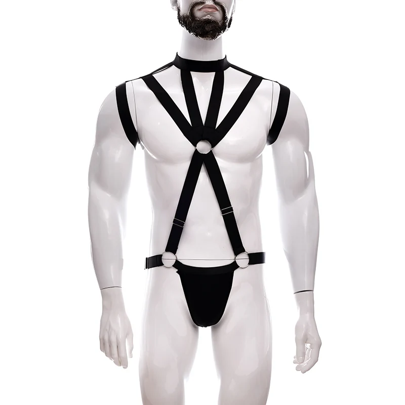 

Men Black Bodysuit Full Sexy Lingerie Body Harness Belt Straps Cosplay Cage Suspenders Clubwear Costume Sexy Lingerie Set